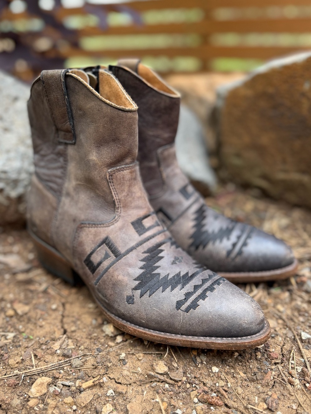 Western Leather Booties MATISSE Remington Aztec Design